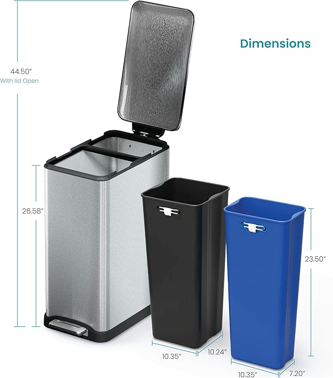 Home Zone Living 13 Gallon Slim Kitchen Trash Can