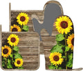 Sunflower Wooden Retro Oven Mitts and Pot Holders Sets of 4, Heat Resistant by Echoserein