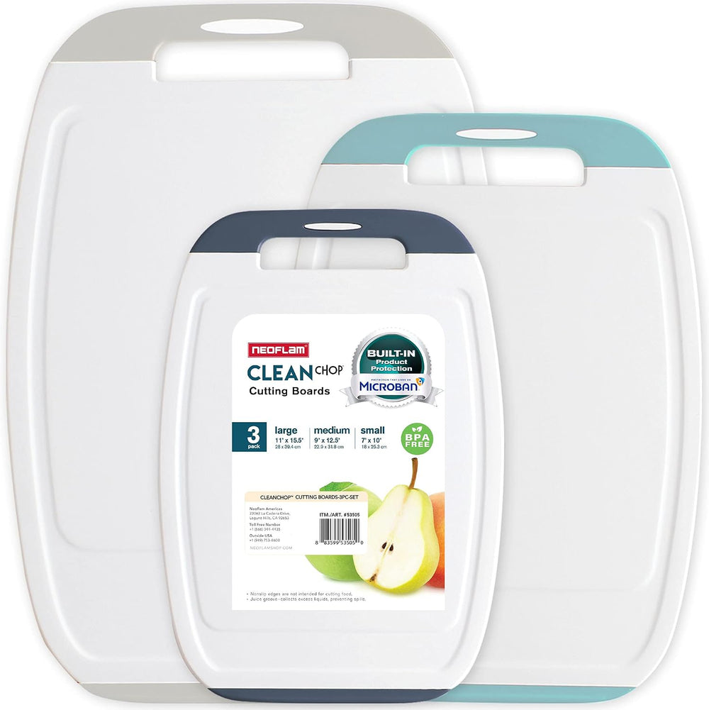 Neoflam Microban Protection Cutting Board 3 Piece Set, Stain & Odor/BPA Free