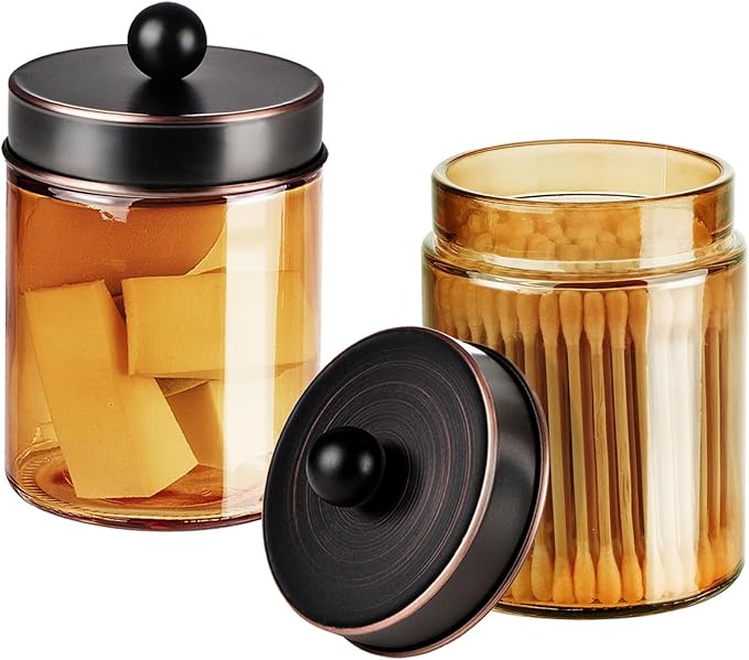 3 Pack Apothecary Jar Canisters Bathroom Vanity Organizer - Image 2