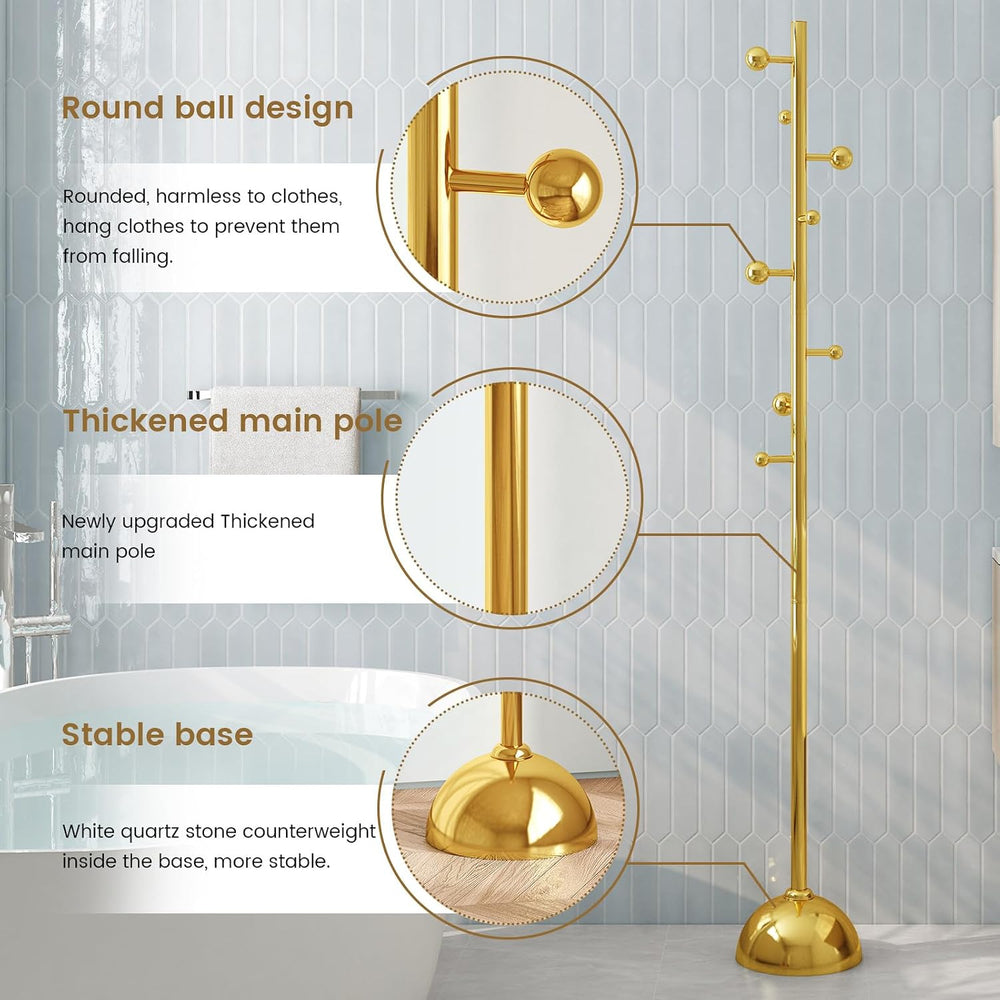 Metal Freestanding Coat Tree with 8 Hooks, Sturdy Coat Rack Stand with Sturdy...
