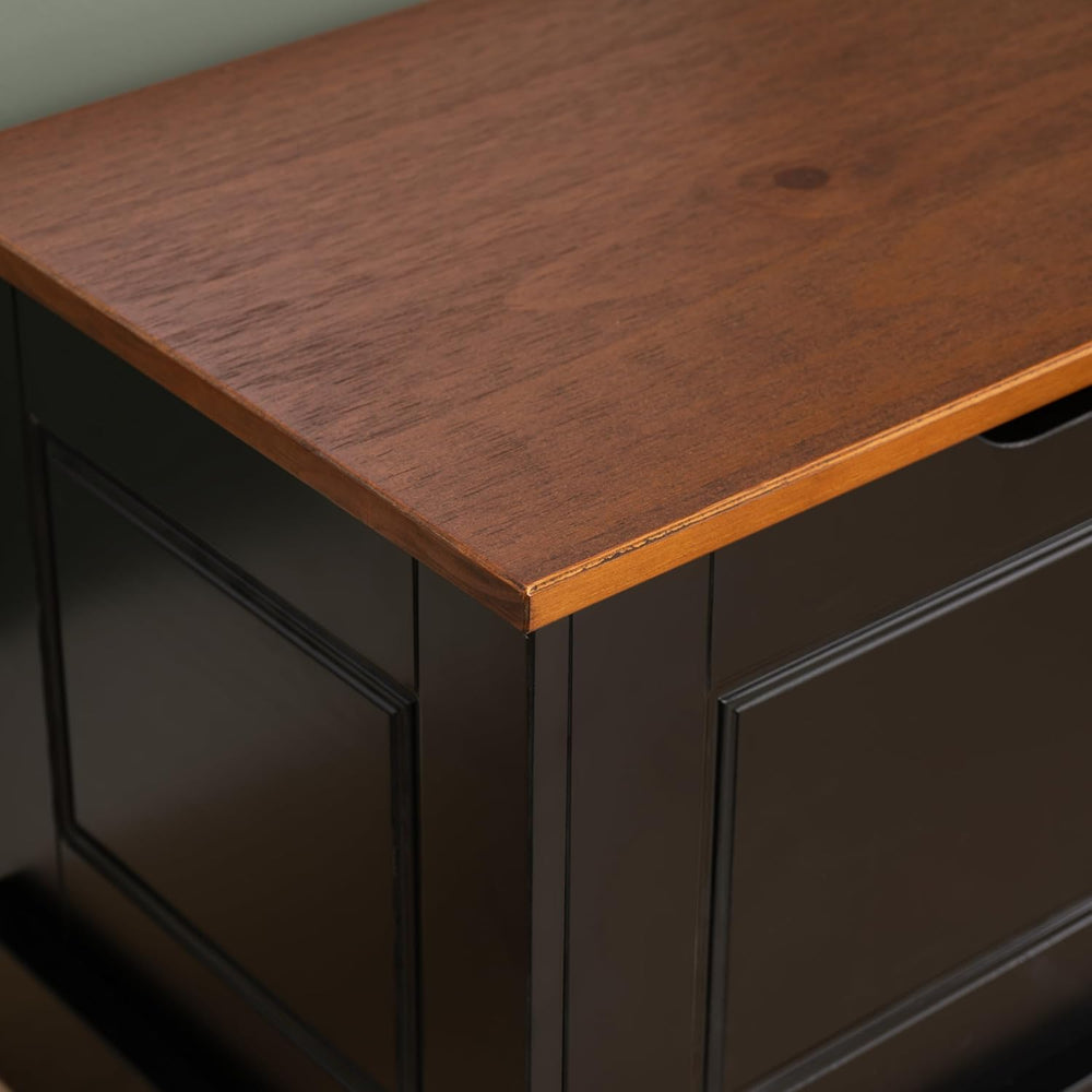 Linon Harris Black and Walnut Backless Kitchen Dining Nook with Hidden Storag...
