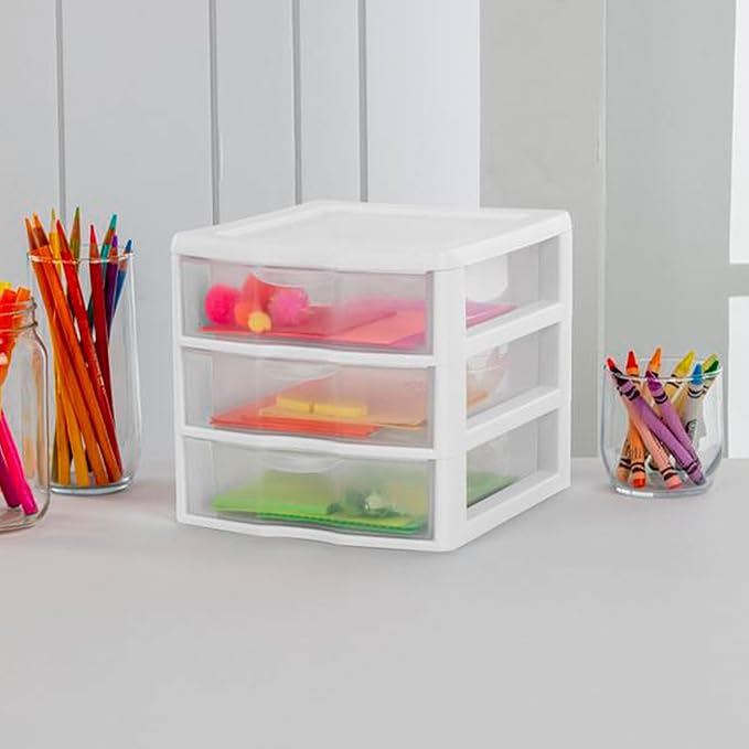 Sterilite 12-Pack Clearview 3-Drawer Cart, Small Plastic Storage Organizer - Image 2