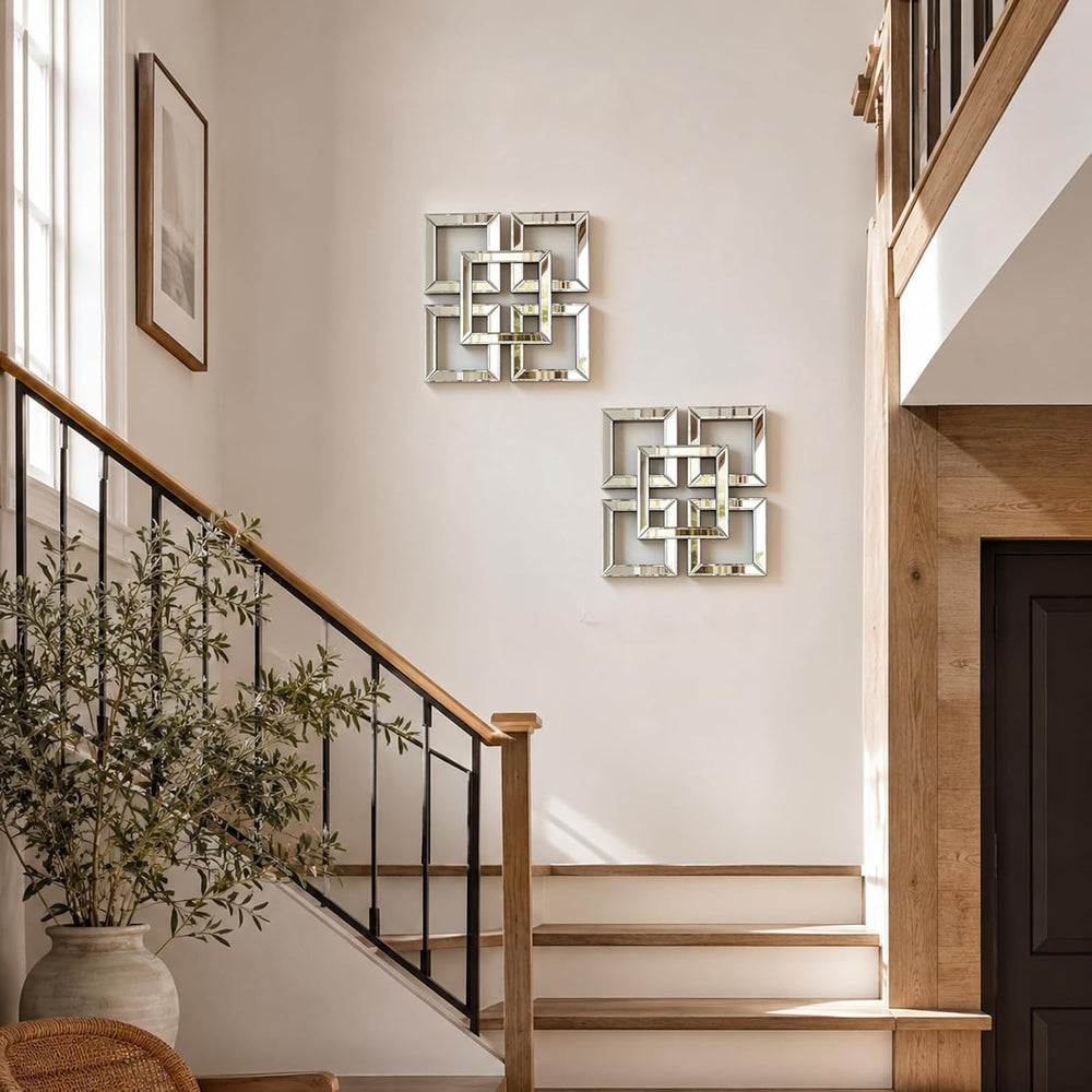 Square Decorative Wall Mirror 12 x 12 Inch, Silver Frameless Mirror Wall Deco...
