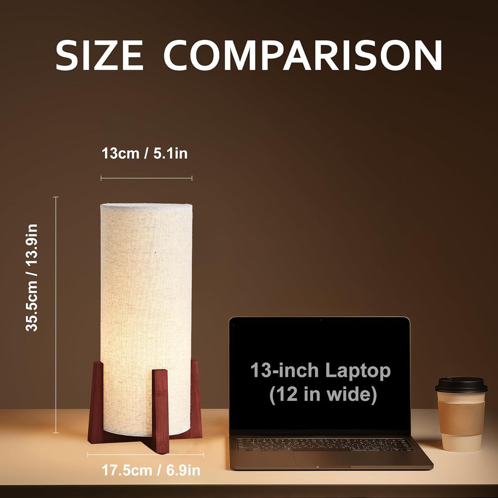 Modern Small Table Lamps, Nightstand Lamp with Linen Fabric Shade, 13.9"...