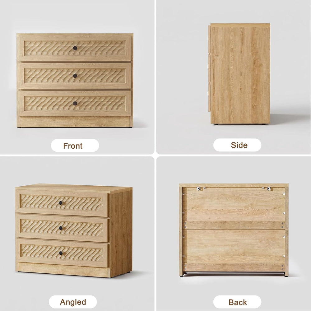 Wooden 3 Dresser for Bedroom, 31.3" Wide Chest of Drawers