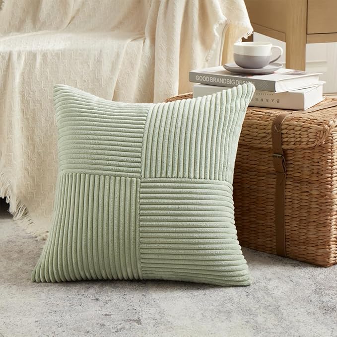 Fancy Homi 2 Packs Sage Green Decorative Throw Pillow Covers 16x16 Inch - Image 2