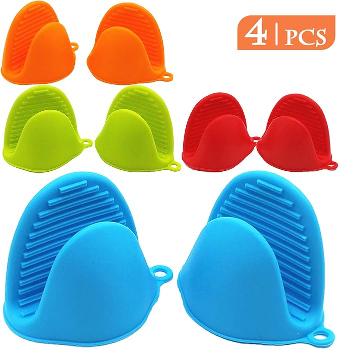 NEPAK 4 Pairs Silicone Cooking Pinch Grips Oven Mitts Potholder - Image 8