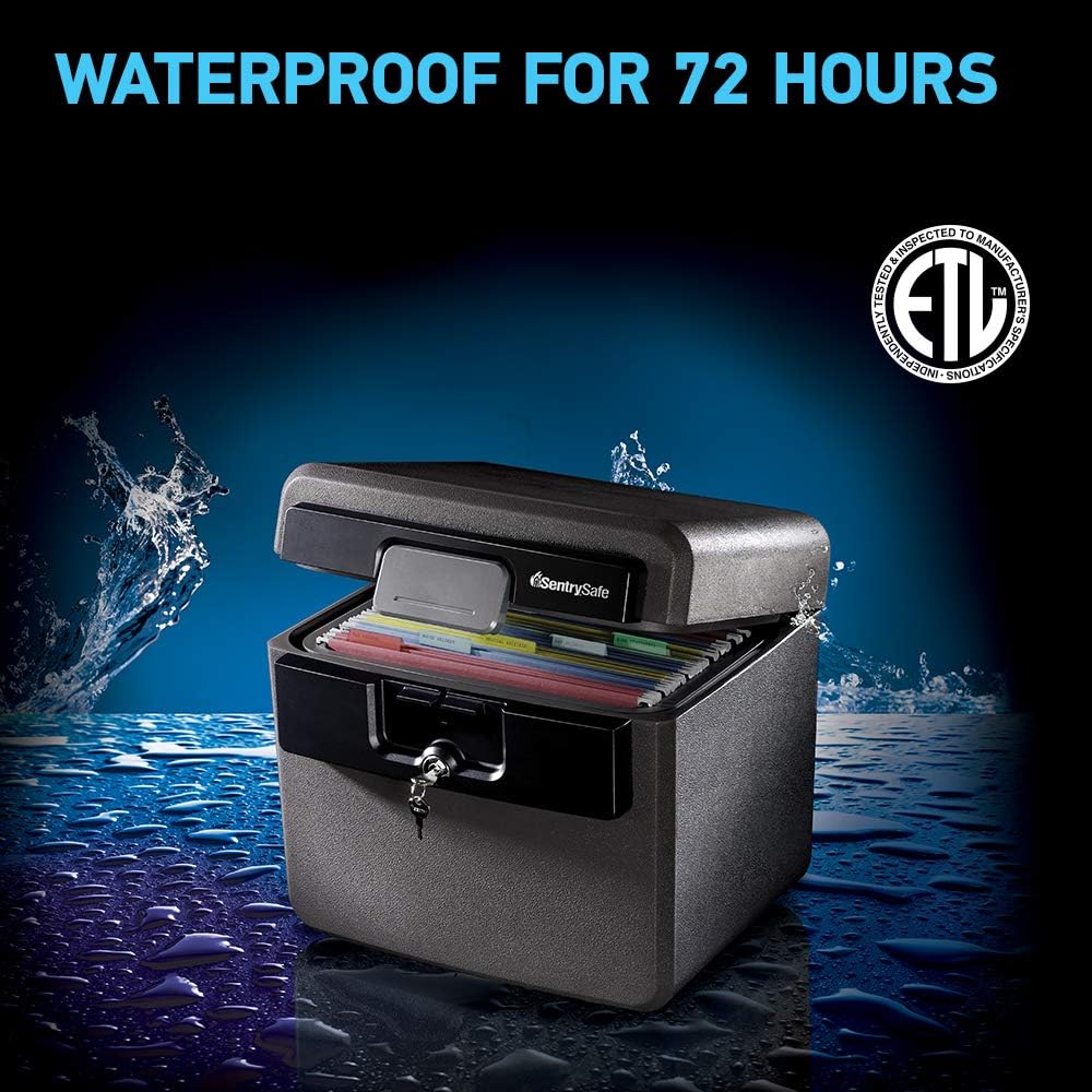 SentrySafe Black Fireproof and Waterproof Safe, File Folder and Document Box ...