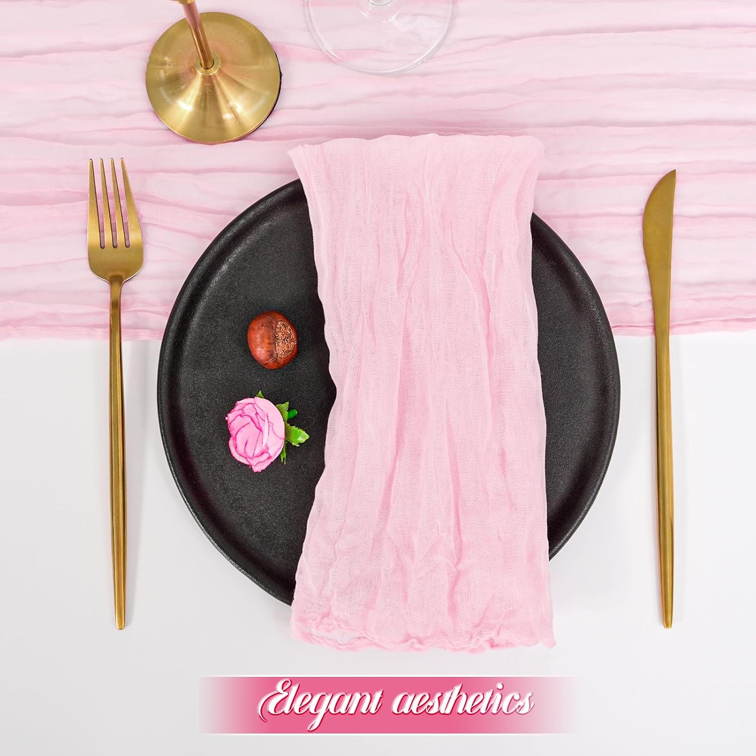fani 100 Pack Gauze Cheesecloth Napkins, 20 x 20 in, Light Pink | Wrinkled Table Napkins, Soft Cotton, Rustic Decorative, Weddings, Party, Dinner Table, Everyday Use