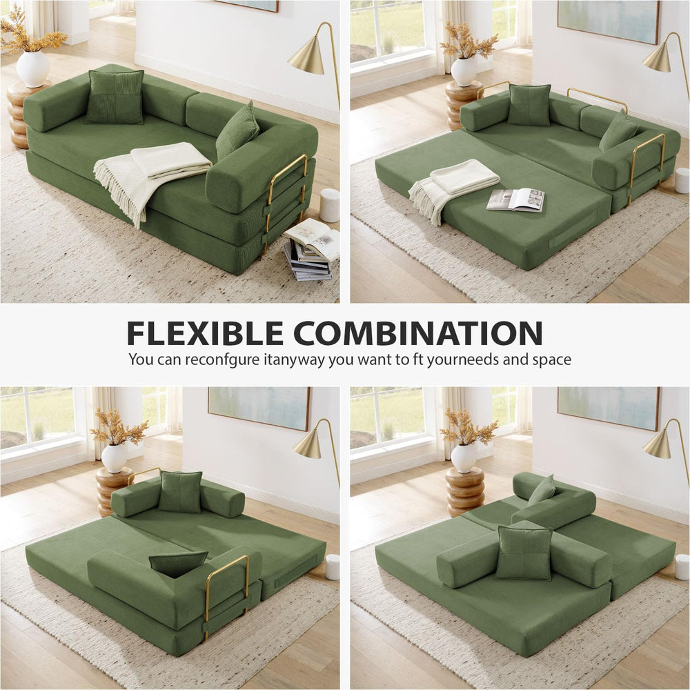 Convertible Folding Sofa Bed, Modern Futon Sleeper Sofa Fold Out Couch Bed wi...