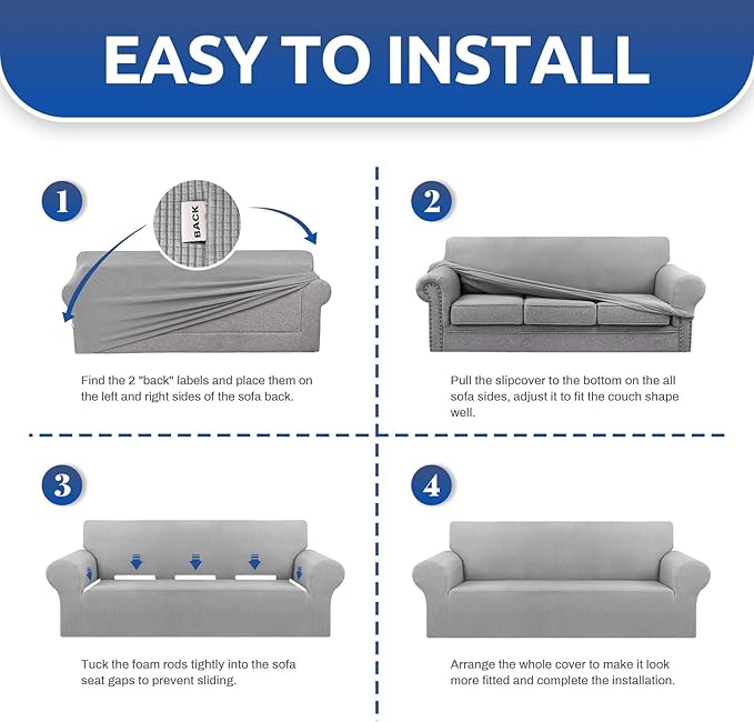 KEKUOU Stretch Oversized Sofa Slipcover 1 Piece Couch Sofa Cover Furniture - Image 6
