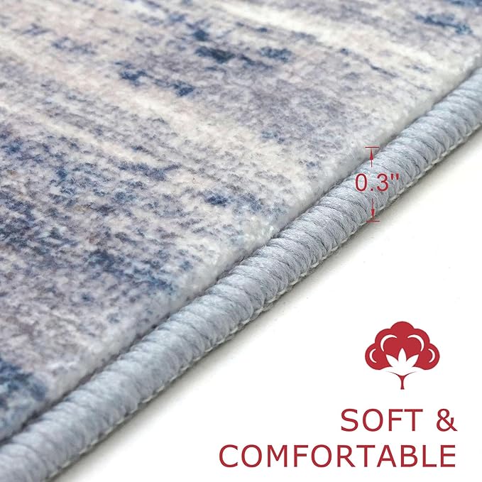 KOZYFLY Modern Abstract Washable Rug Runner 2.6x14 Hallway Rug Runner Non-Slip - Image 2