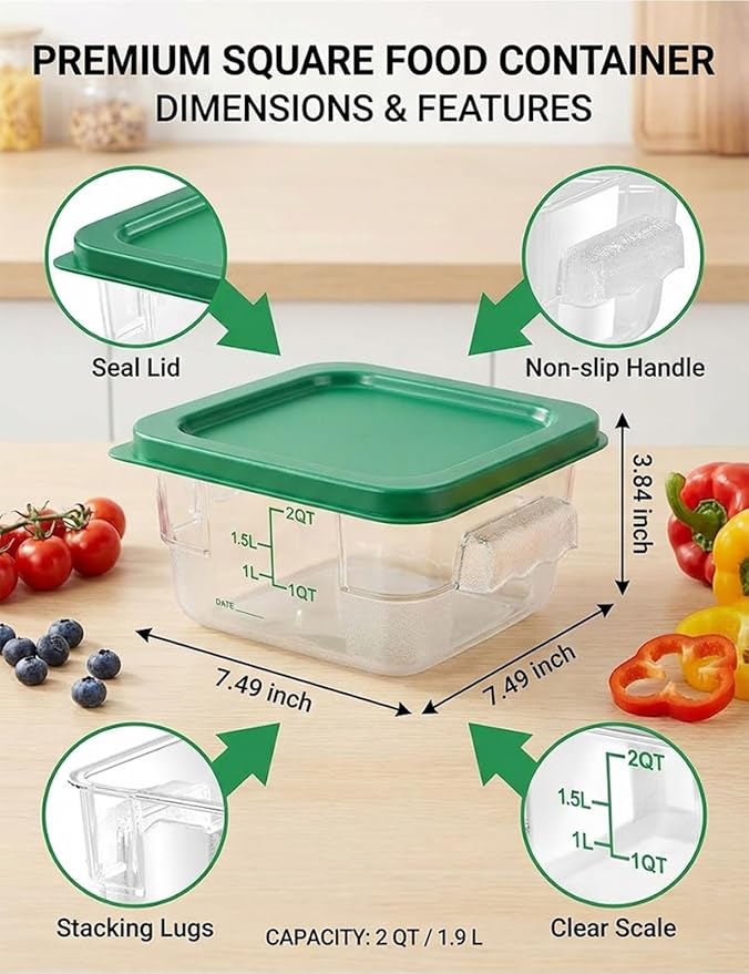 4 Pack 2QT Food Storage Containers