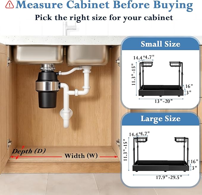 Aisslro Under Sink Organizer, 2 Tier Under the Sink Storage, Expandable - Image 4