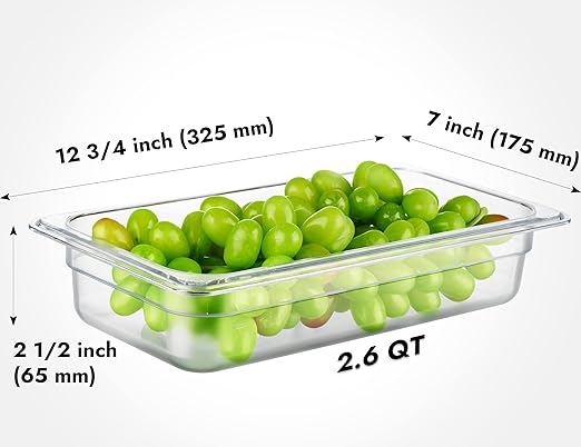 CURTA 6-Pack 1/3 Size 2.5" Deep NSF Polycarbonate Food Pans | Dishwasher & - Image 2