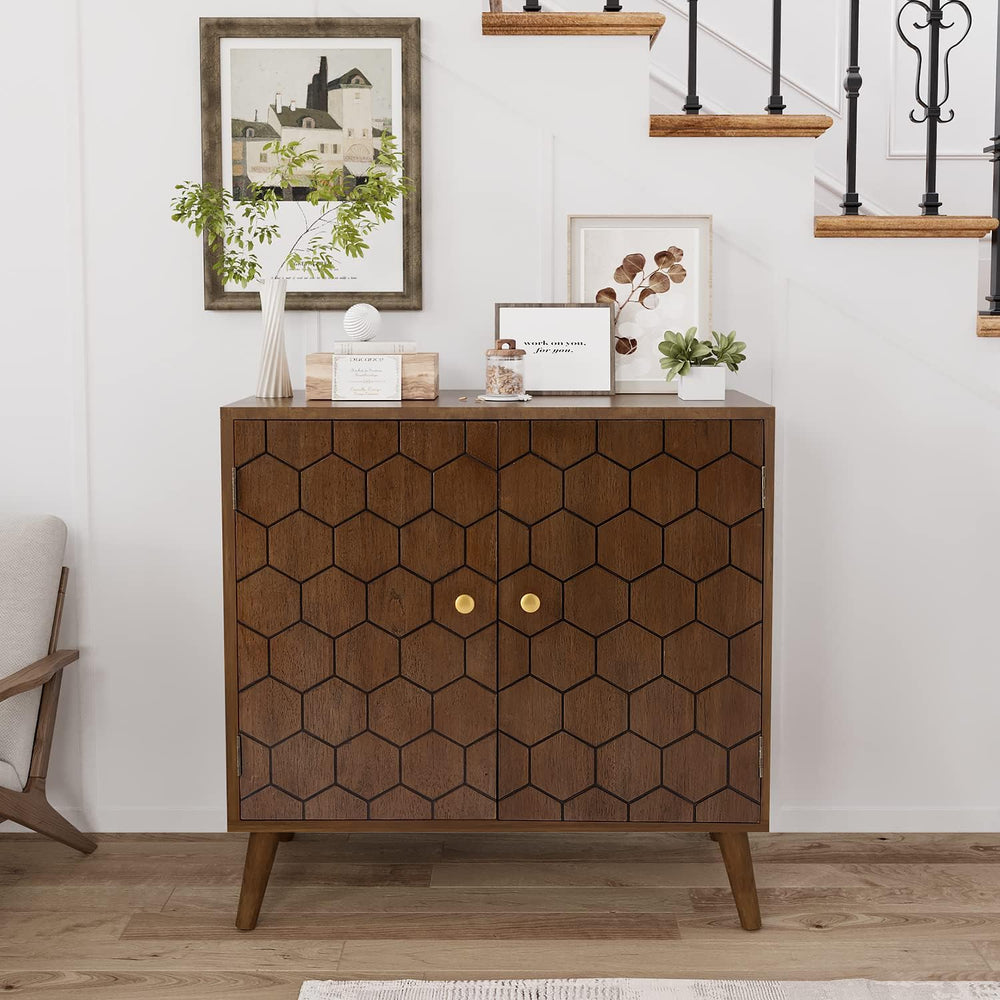 COSIEST Set of 3 32" Storage Sideboards with Doors, Accent Cabinets with...
