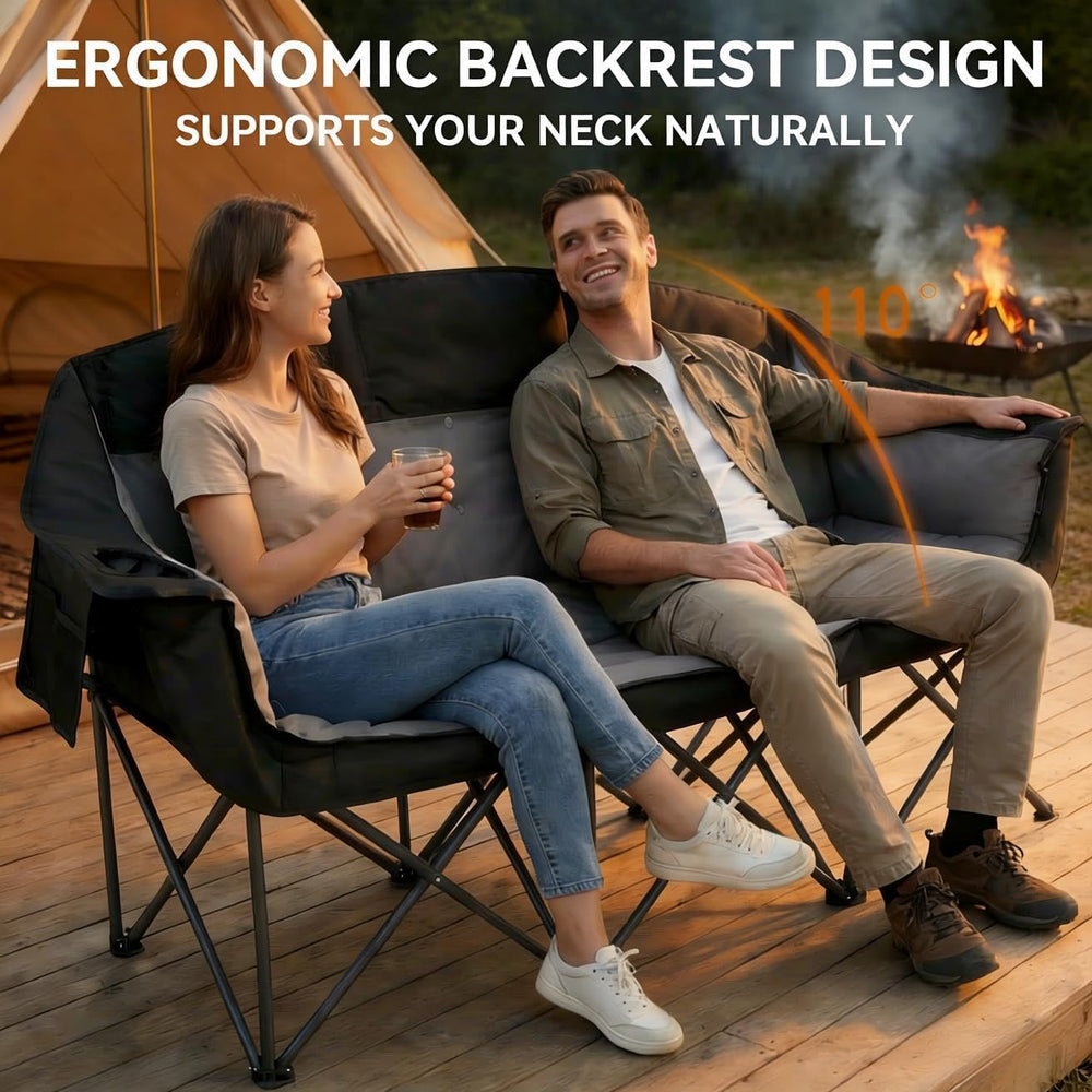 3 Person Camping Chair for Adults Folding Double Camping Chair Oversized Heav...