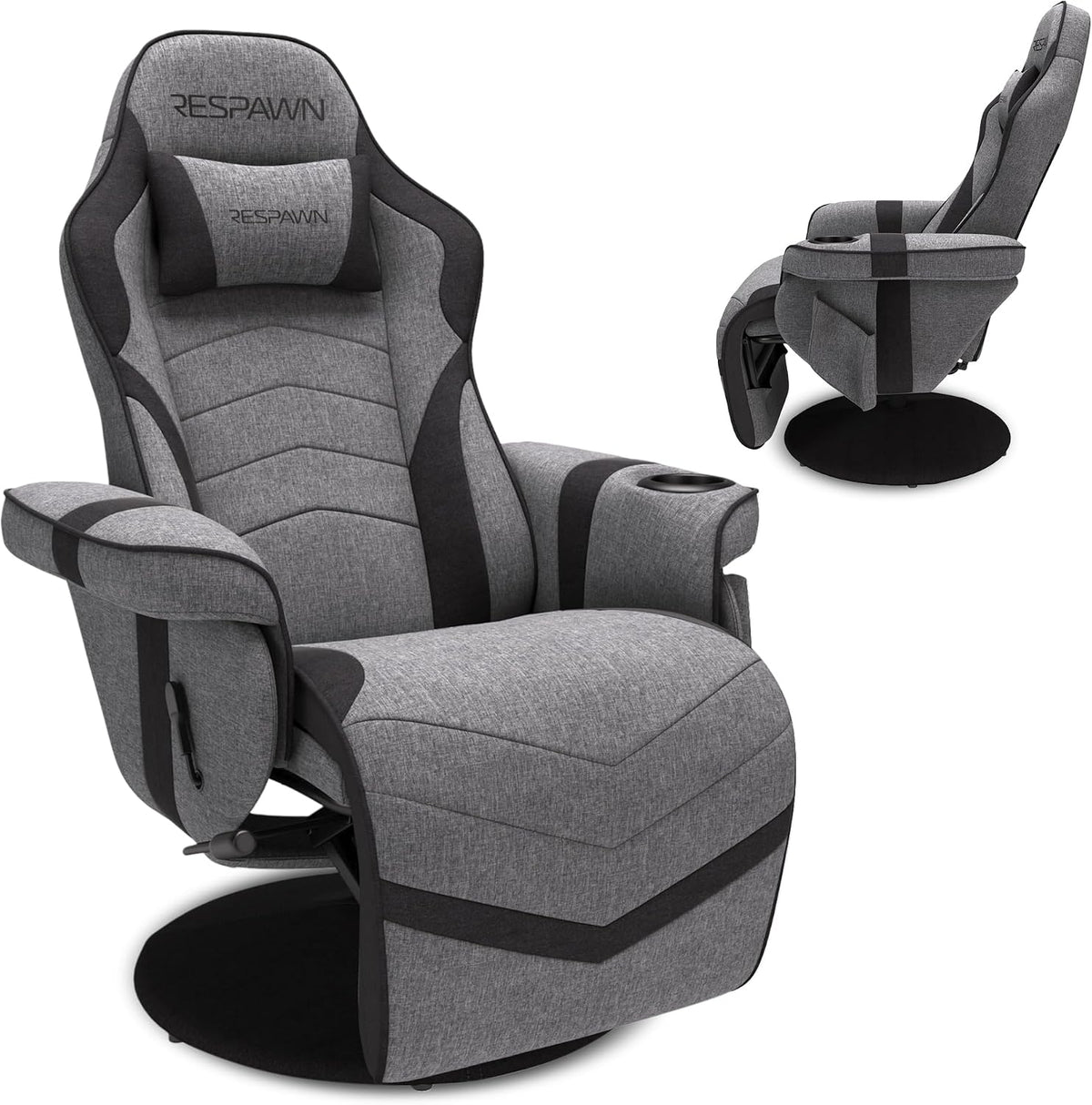 respawn 900 gaming recliner chair with footrest, cup, main product view