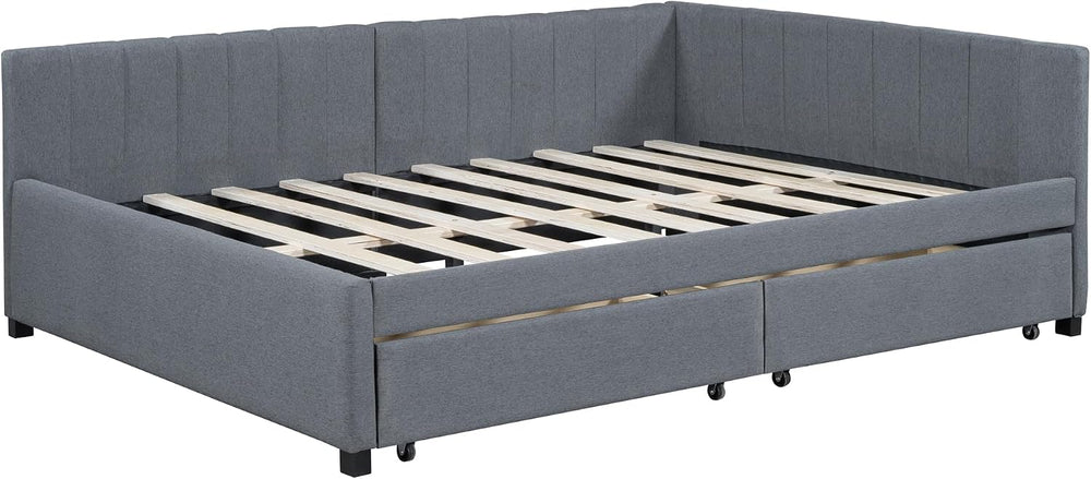 Harper & Bright Designs Upholstered Daybed with Storage Drawers, Full Siz...