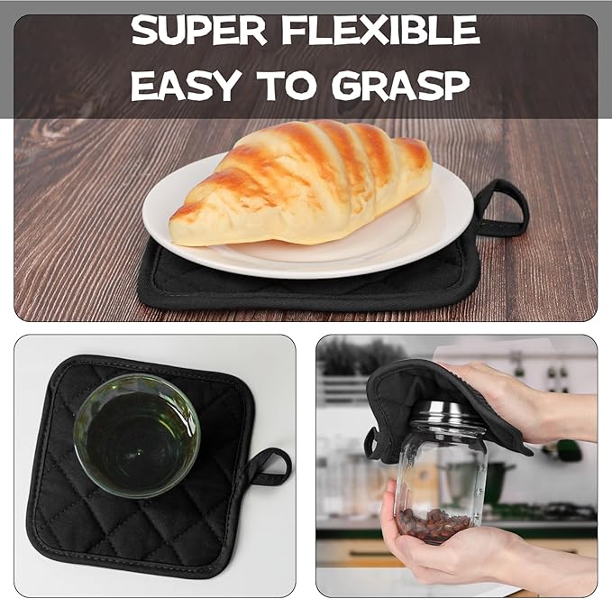 Oven Mitts and Pot Holders Set, Heat Resistant Silicone Kitchen Mini Oven - Image 6