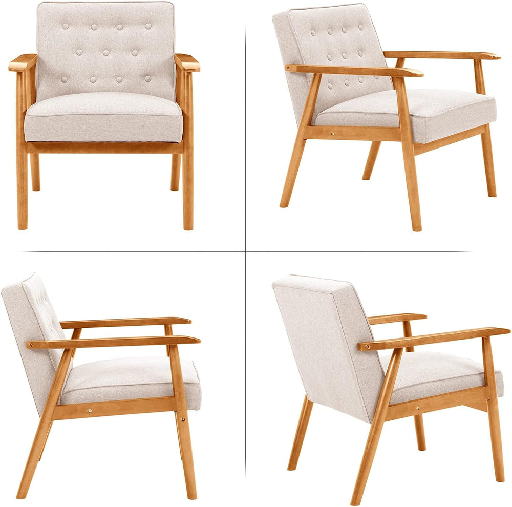 UNICOO® Mid-Century Retro Modern Accent Chairs, Solid Wood Armrest Lounge, Up...