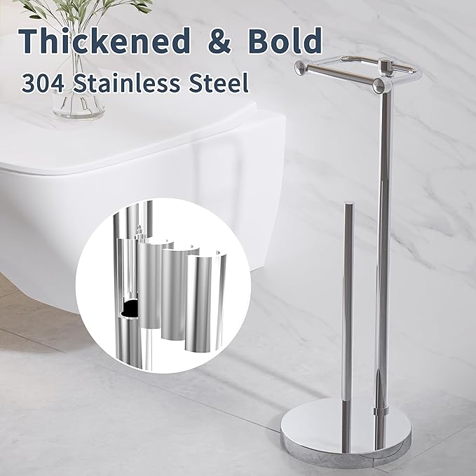 RARXTR Toilet Paper Holder Stand, Post Pivoting Design Free Standing Toilet - Image 6