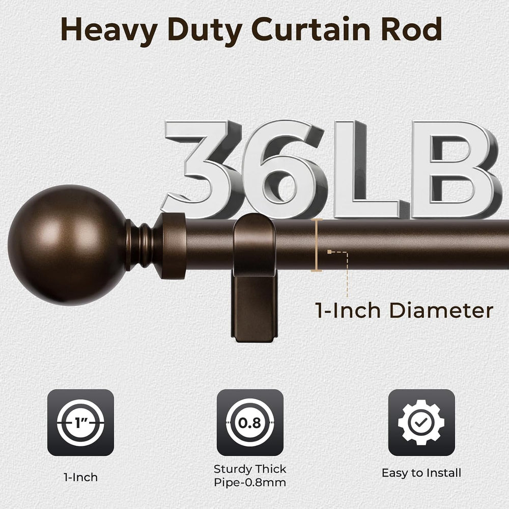 1 Inch Adjustable Curtain Rods, 32"-120", Antique Bronze