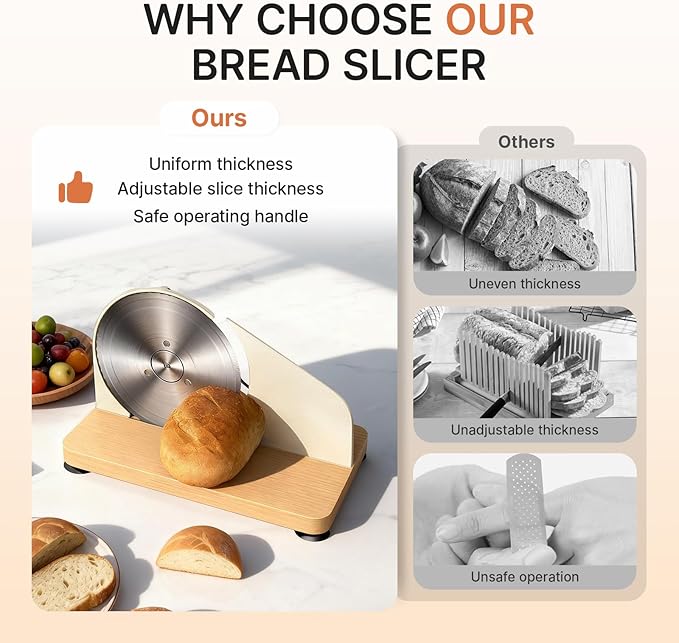 Manual Bread Slicer for Homemade Sourdough-Adjustable Thickness Bread Slicer