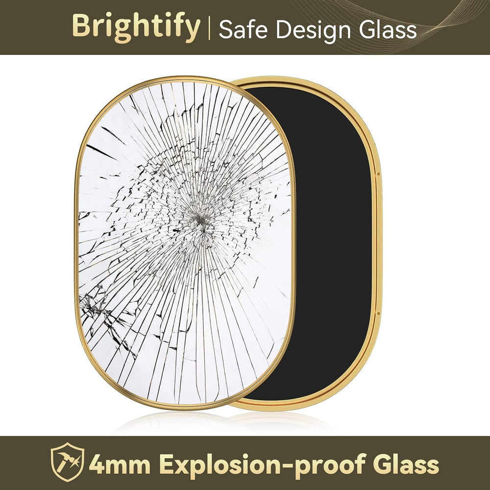 Brightify Gold Oval Mirror for Wall 24x36 Inch, Bathroom Vanity Mirrors Gold ...