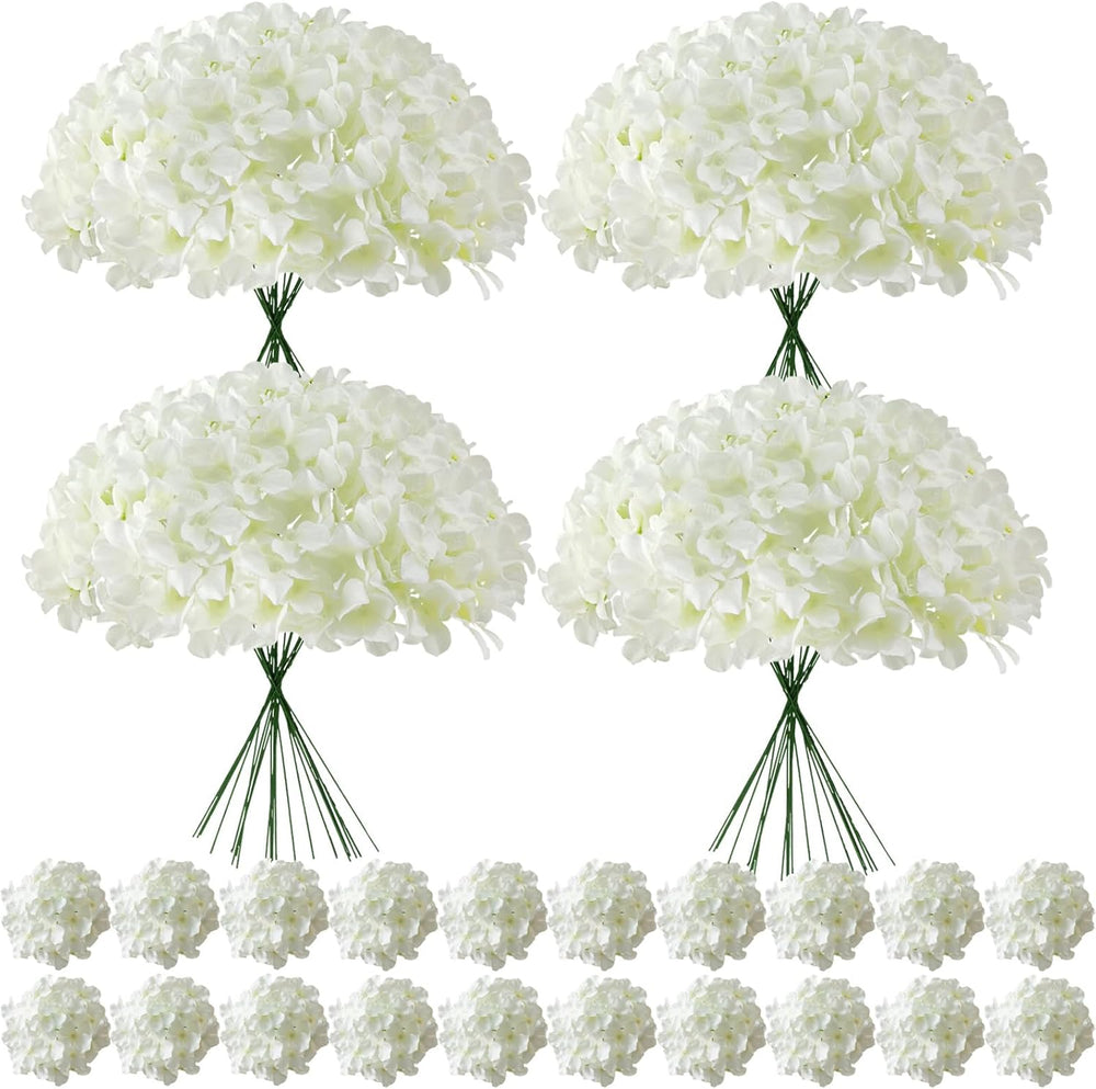 100 Pcs Faux White Hydrangea Artificial Flowers Bulk Fake Flowers