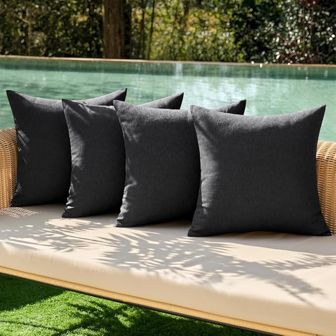 MIULEE Pack of 4 Decorative Outdoor Throw Pillow Covers Linen Waterproof Pillow by MIULEE