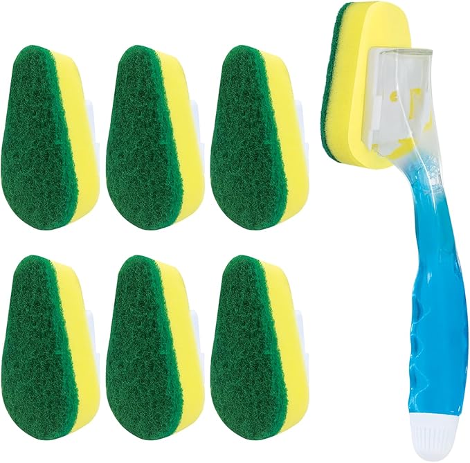 LOLA Dish Brush w/Soap Dispenser Wand, 1 Brush w/Head & 6 Refills, Absorbent by LolaProducts