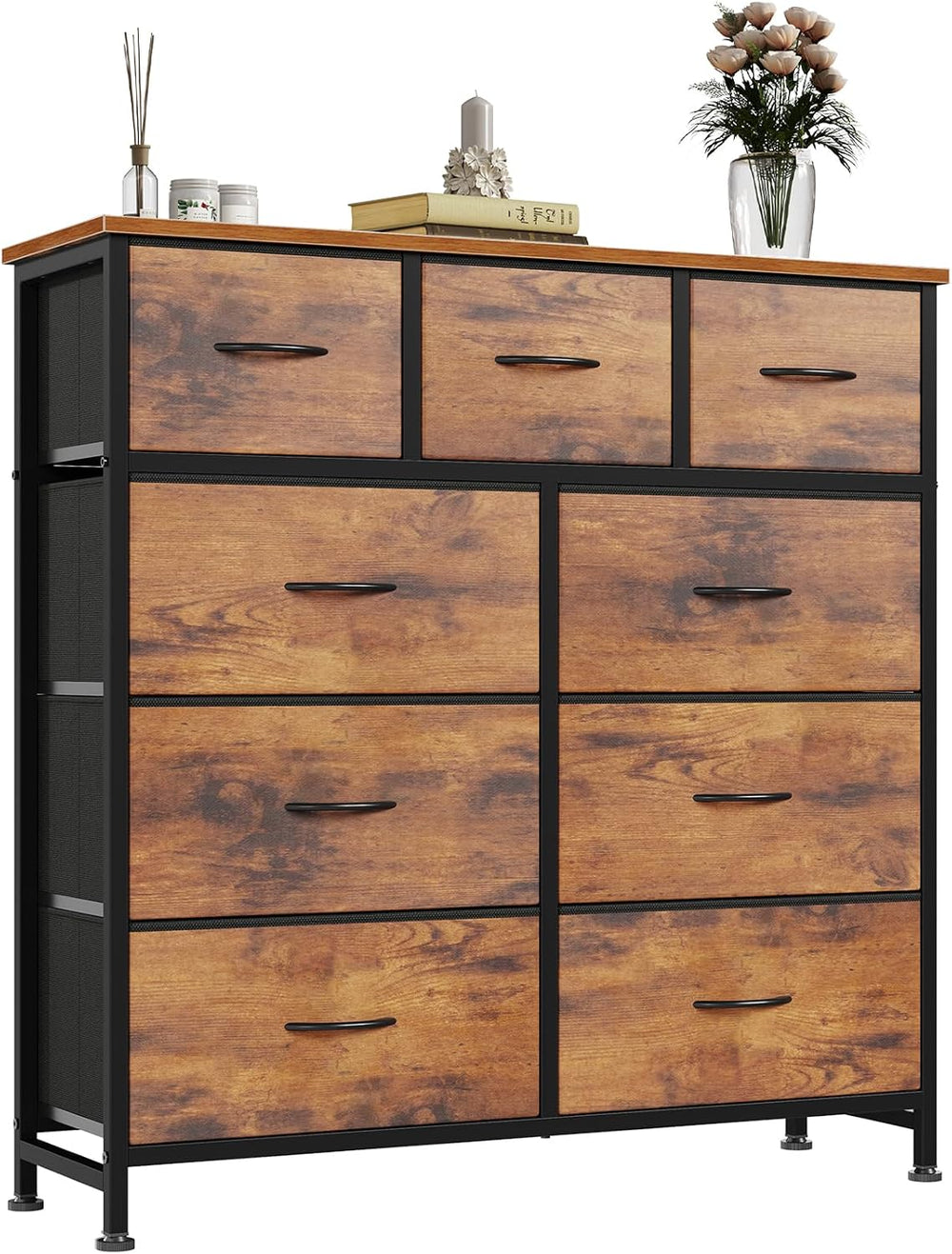 Fabric Dresser for Bedroom with 9 Drawers, Storage Tower