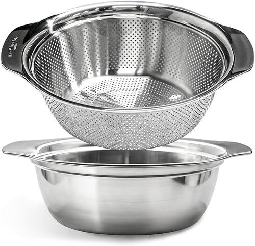 2 PCS Stainless Steel Colander, 3.5 QT 18/8 Stainless Steel Strainer, Colander by WanFluvior