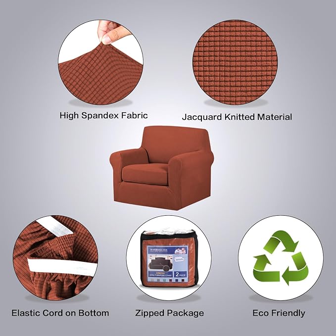 H.VERSAILTEX 2 Piece Couch Cover Stretch Stylish Chair Cover Furniture - Image 4