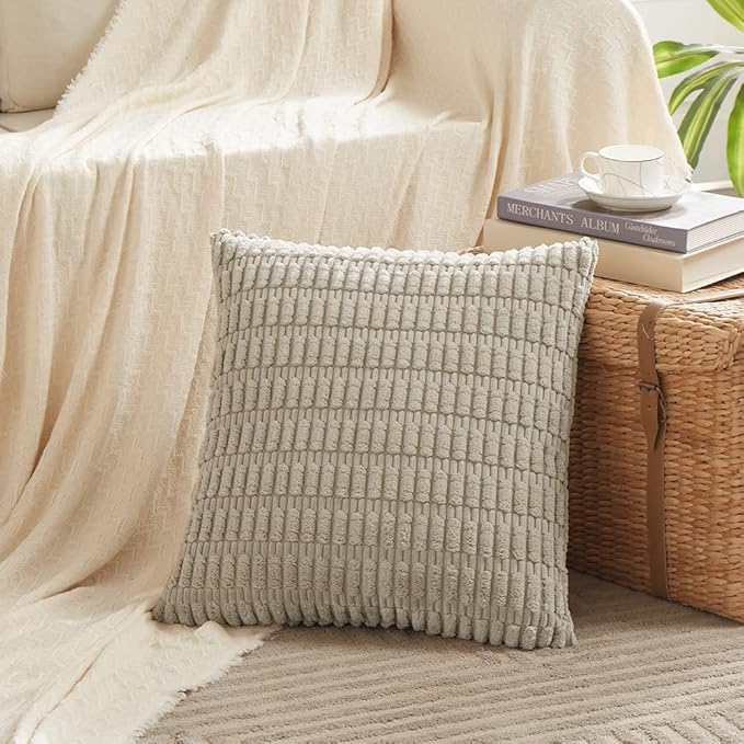 Fancy Homi 4 Packs Neutral Euro Decorative Throw Pillow Covers 26x26 Inch - Image 2
