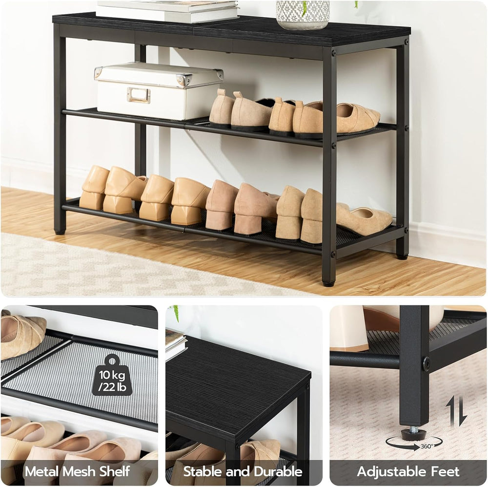 HOOBRO Shoe Bench, 3-Tier Shoe Rack, Industrial Shoe Organizer Storage Bench,...