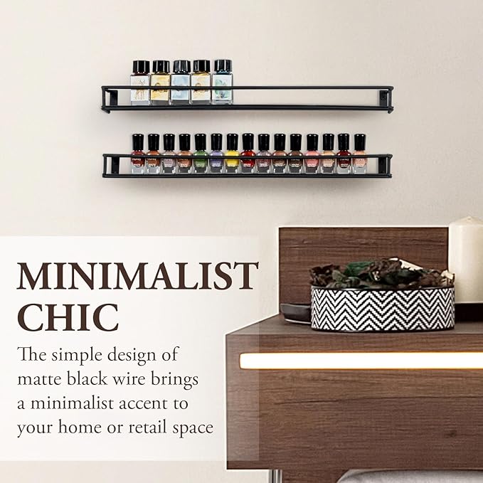 MyGift 16 Inch Wall Mounted Black Metal Nail Polish and Essential Oil Display - Image 4