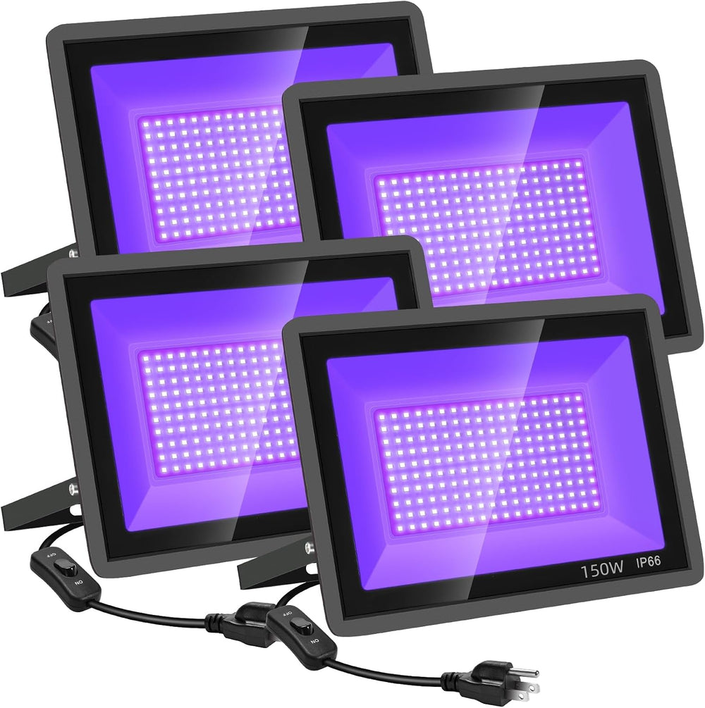 YANYCN 4 Pack 150W LED Black Lights, Blacklight Flood Light Outdoor with Plug...