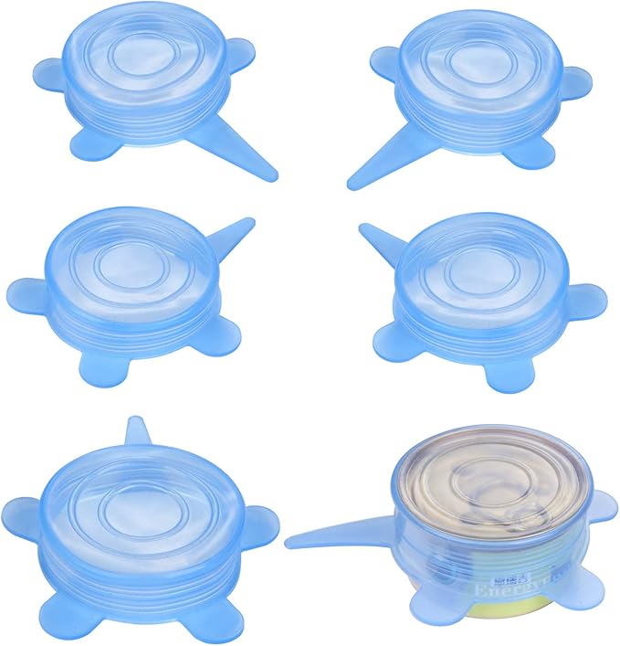 SLSON 6 Pack Pet Food Can Cover Stretchable 1 Fit 3 Universal Size Silicone Can by SLSON