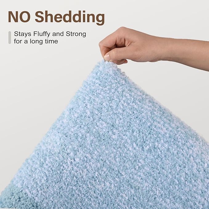 48x24 Long Bathroom Rugs Washable Non Slip, Light Blue Bath Mat - Image 8