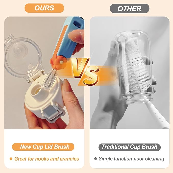 3 in 1 Cup Lid Gap Cleaning Brush Set, Bottle Cleaning Brush Multifunctional - Image 3