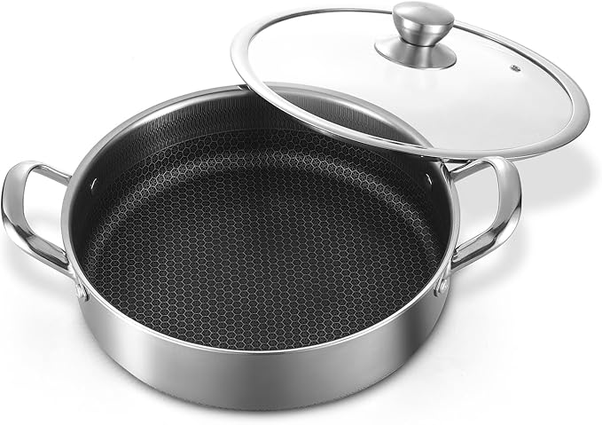 Toutrop Saute Pan, 10 Inch Nonstick Deep Frying Pan, 316L Stainless Steel Sauté by Toutrop