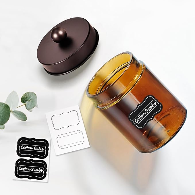 Amolliar Amber Glass Qtip Holder, Apothecary Jars - Image 4