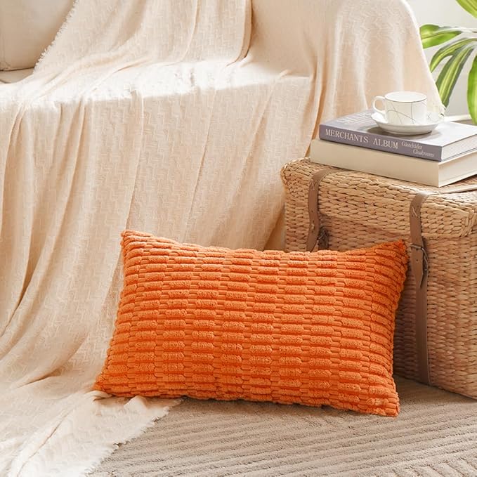 Fancy Homi 4 Packs Orange Fall Decorative Throw Pillow Covers 16x24 Inch - Image 2