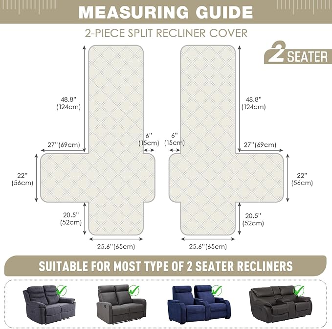 TAOCOCO 100% Waterproof Loveseat Recliner Cover