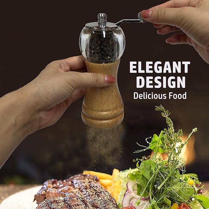 Salt and Pepper Grinder Set Wooden Pepper Salt Grinder Set Manual Pepper Mill - Image 6