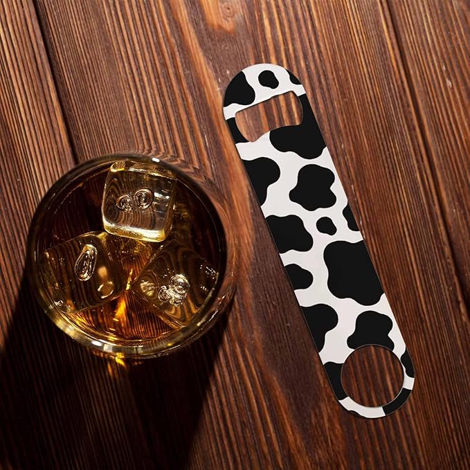 Cow Texture Stainless Steel Bottle Opener Jungle Animal Black and White Print - Image 7