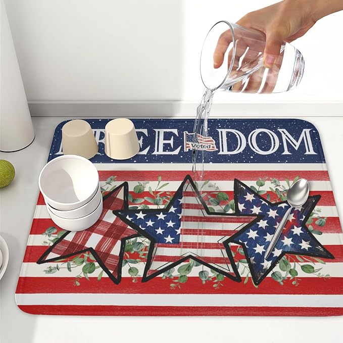 4th of July Dish Drying Mat 18x16 Inch, Patriotic Drying Mat - Image 6